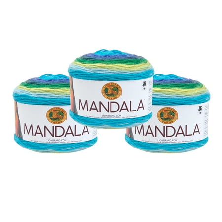UPC: 0842093116110 | Lion Brand Yarn Mandala Kraken Self-Striping Light Acrylic Multi-Color Yarn 3 Pack