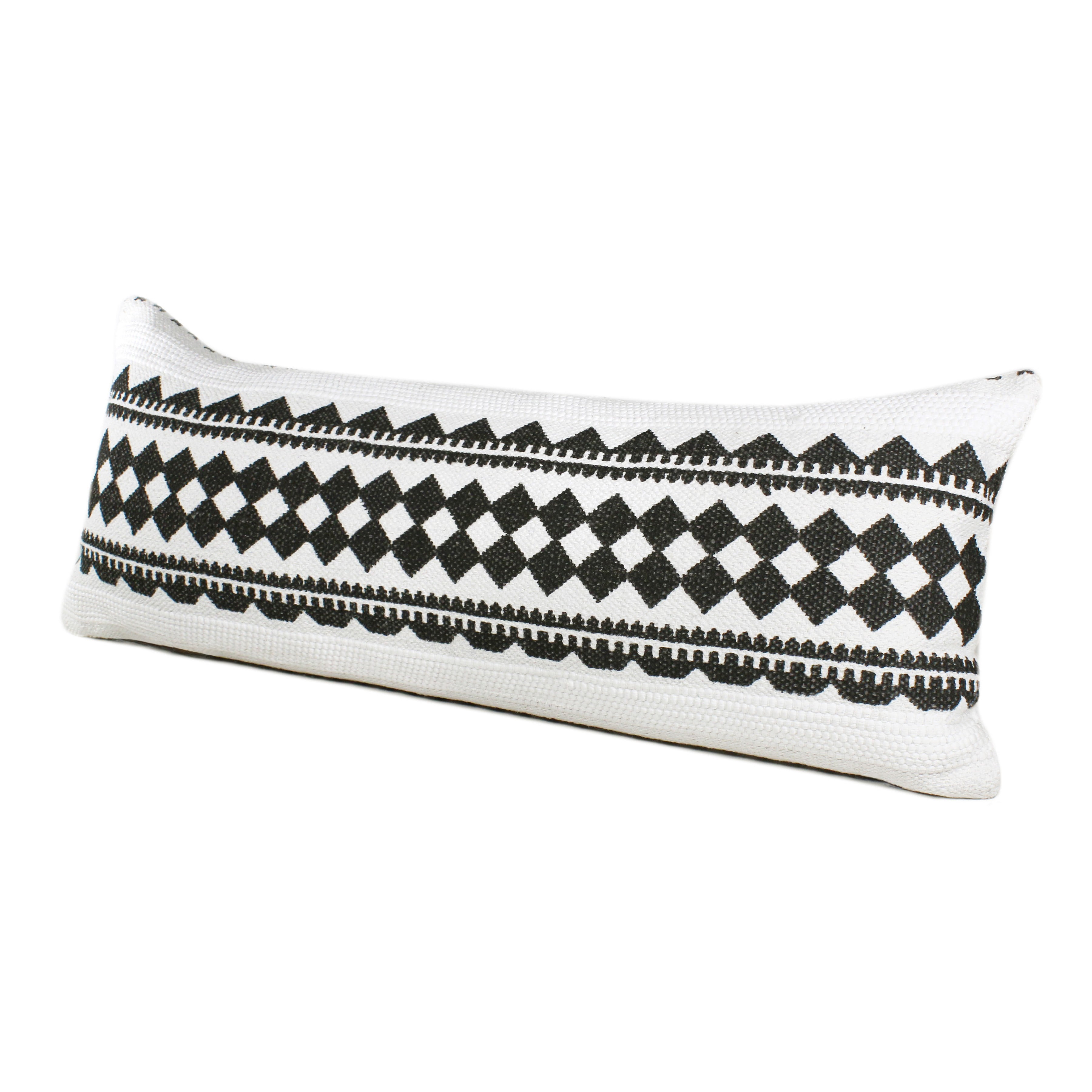 Ox Bay Indoor Mosaic Geometric Stripe Throw Pillow, Black / White, 14" x 36"