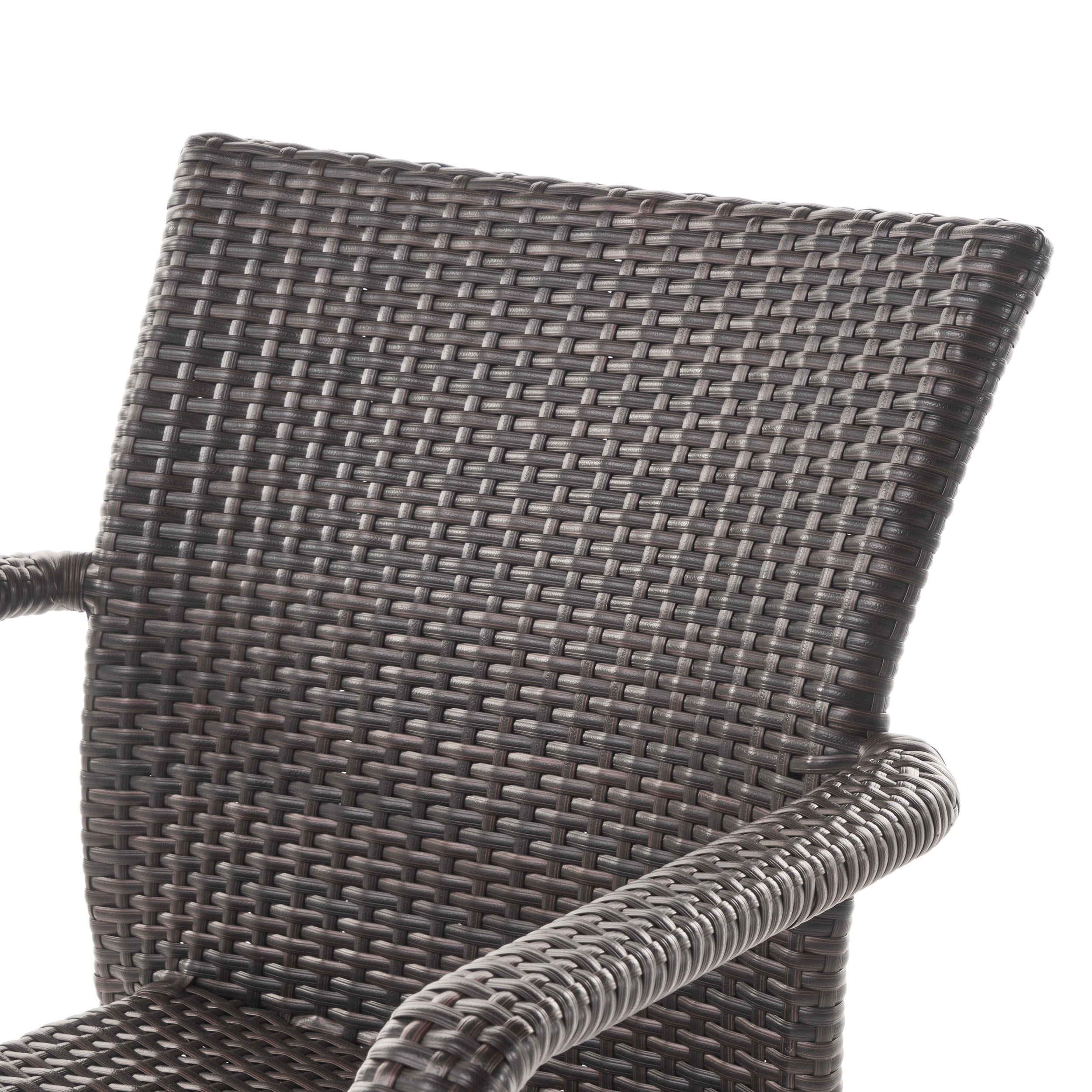 Vera Outdoor Wicker Armed Stack Chairs with an Aluminum Frame, Set of 2, Multibrown