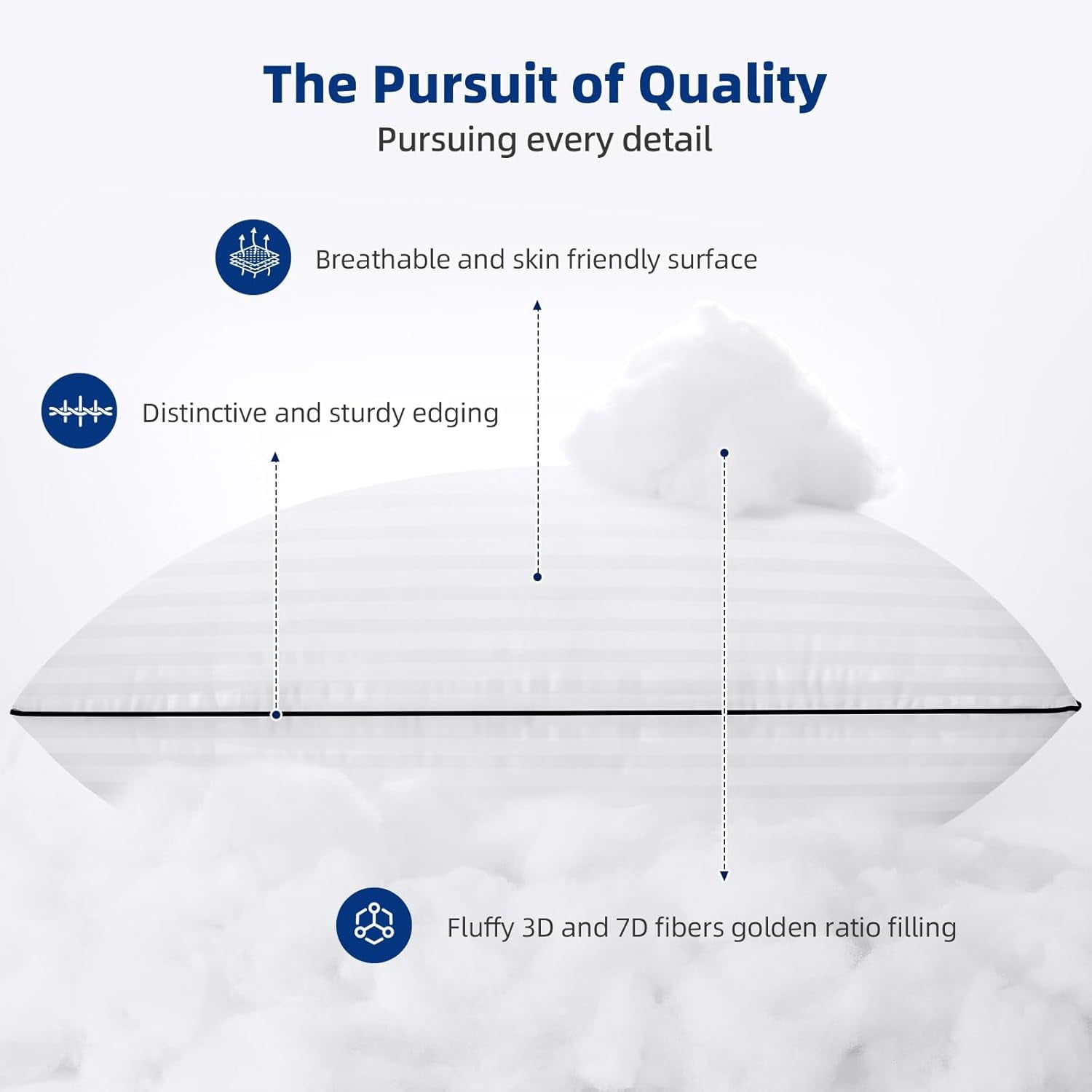 Bed Pillows Queen Size Set of 2, Soft and Supportive with Down Alternative Microfiber Filled Pillows for Stomach or Side Sleepers, Hotel Collection, Cooling Supportive Pillow White
