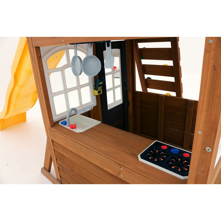 KidKraft McKinley Wooden Swing Set Playset with Clubhouse