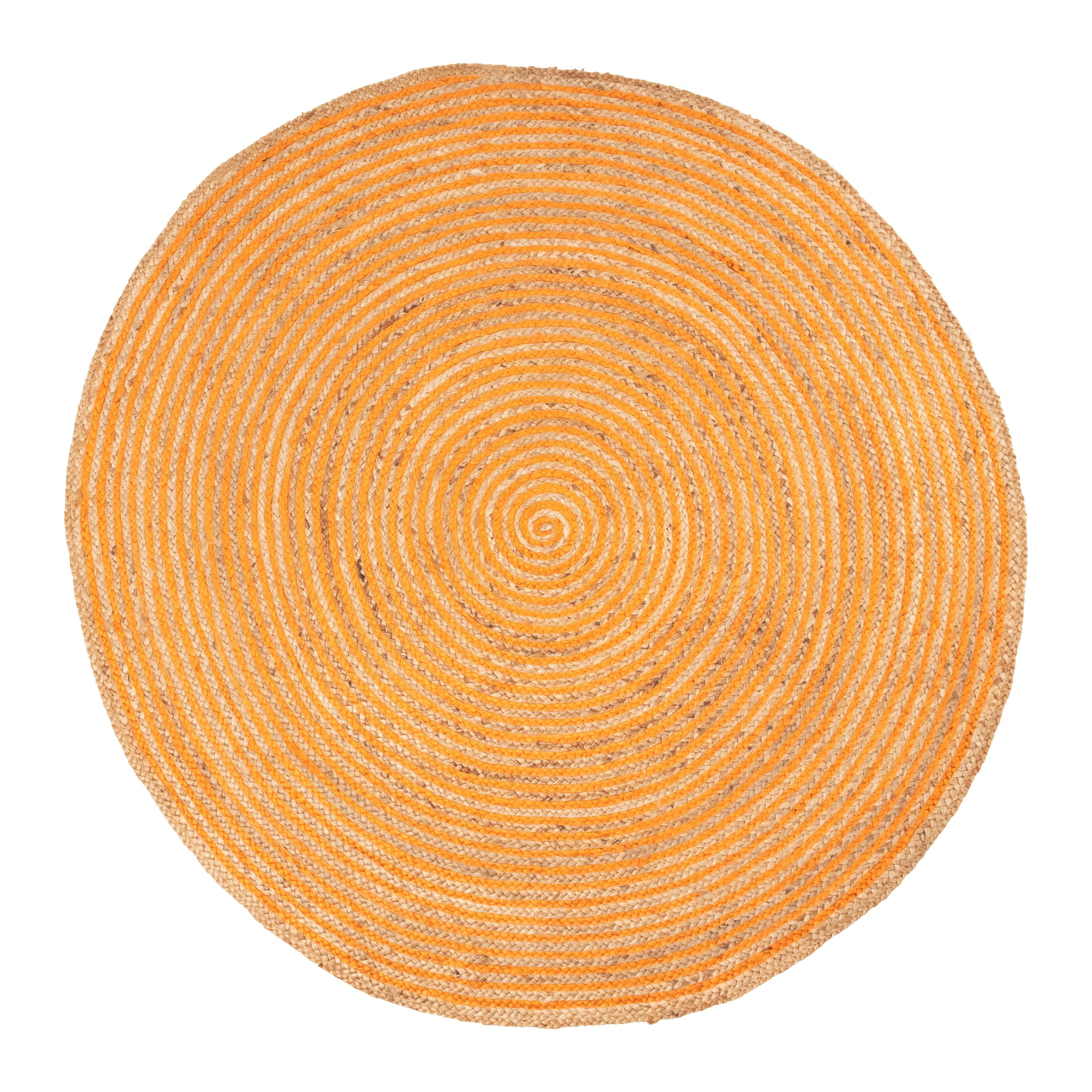 Braided Jute Round Indoor Area Rug Orange / 8 Round