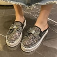 thumbnail image 2 of Wensltd Slip-On Thick Bottom Casual Shoes for Women Fashion Casual Spring and Fall Rhinestone Round Toe Shallow Mouth Single Shoes, 2 of 9