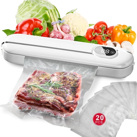 YINIUTECHNO Vacuum Sealer Automatic Air Sealing Sealer Machine for Dry and Moist Food, Includes 20 Sealing Bags, Food Sealer Set - Preserve Freshness Effortlessly