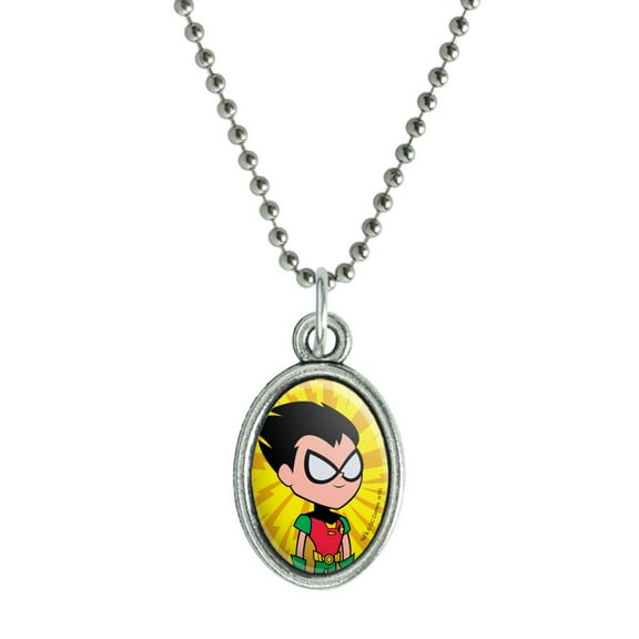 Teen Titans Go! Robin Antiqued Oval Charm Pendant with Chain