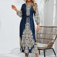 thumbnail image 2 of qolati Boho Spring Dresses for Womens Vintage Ethnic Print Cocktail Party Long Dress with Belted Elegant Long Sleeve A Line Maxi Dresses, 2 of 9