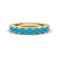 thumbnail image 2 of TriJewels 0.63 ctw Turquoise (3.00 mm) 9 Stone Wedding Band in 10K Yellow Gold, 2 of 6