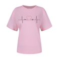 thumbnail image 2 of Duoif T Shirts for Women Ladies Spring Summer Solid Color Printed Casual Comfortable Women's Tops Short Sleeve Tops Spring Tops for Women Pink XL, 2 of 6
