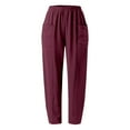 thumbnail image 6 of Tittly Palazzo Pants Wide Leg Pants Womens Solid Color Casual Pants Trousers Elastic Waist Pockets Wide Leg Trousers Wide Leg Sweatpants Women Pants for Women Trendy Red M, 6 of 6