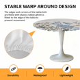 thumbnail image 6 of Blue Wildflower Elastic Fitted Round Table Cover Leaves Wood Grain Waterproof Outdoor Tablecloth for Holiday Party, Picnic, Patio & Dining Fits Tables Up to 36"-44", 6 of 8
