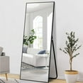 thumbnail image 2 of Neutypechic 70" x 31" Black Large Modern & Contemporary Rectangle Standing Mirror Aluminum Frame with Stand Full Length Mirror Free-Stand or Wall-Mounted for Bedroom, Bathroom, Living Room, 2 of 7