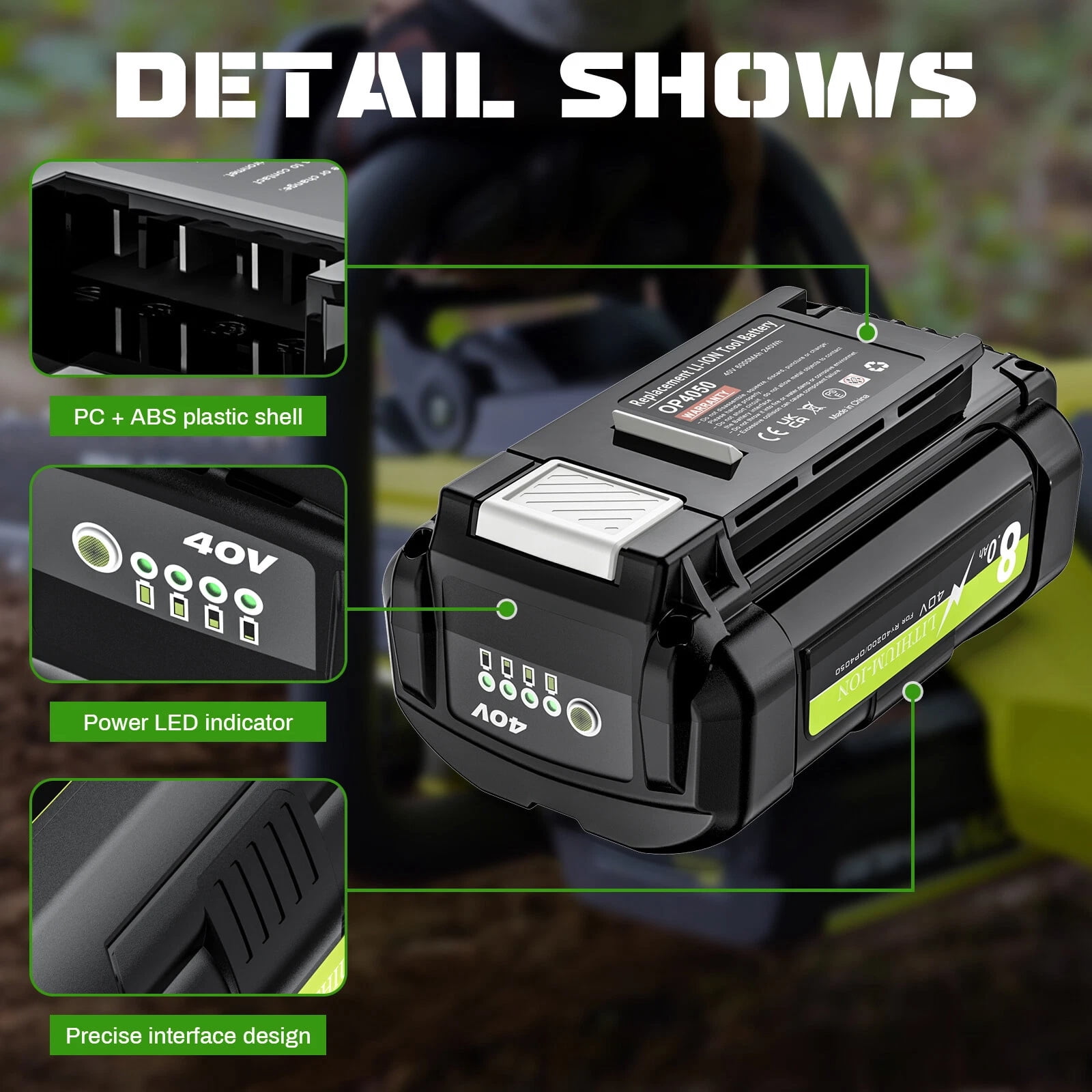 2Pack for Ryobi 36V（40Vmax) Battery 8000mAh Li-ion OP4040 OP4026 OP4030 OP4050 OP4060A OP4040A1 RBL4020