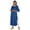 Medium Blue, variant on Moomaya Solid Rayon Kurta For Women bell Sleeve Drawstring Neck Long Ethnic Kurti