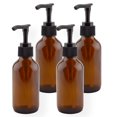 thumbnail image 1 of Botellas con bomba Cornucopia de vidrio ámbar de 118 ml, paquete de 4 unidades, 1 of 9