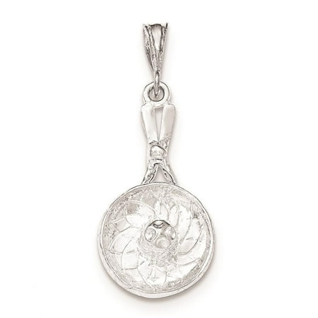 925 Sterling Silver Polished & Textured Sombrero Open-back Charm Pendant