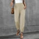 thumbnail image 4 of Pantalones palazzo de lino con cintura elástica, pierna ancha y bolsillos para mujer, 4 of 6
