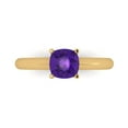 thumbnail image 2 of 1.0ct cushion cut purple natural amethyst 18k yellow gold Bridal Wedding Engagement Promise Anniversary Ring for Women size 5, 2 of 7