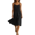 thumbnail image 6 of Tqcoqu Women's Linen Cami Midi Dress,Adjustable Straps Pleated Sleeveless Casual Summer Dresses,Black Women's S-XXXL, 6 of 8