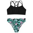 thumbnail image 5 of YONGHS Girls 3 Piece Swimsuits Bathing Suit Sports Crop Top Briefs Swim Trunks Outfits Swimwear Lily-B 4, 5 of 7