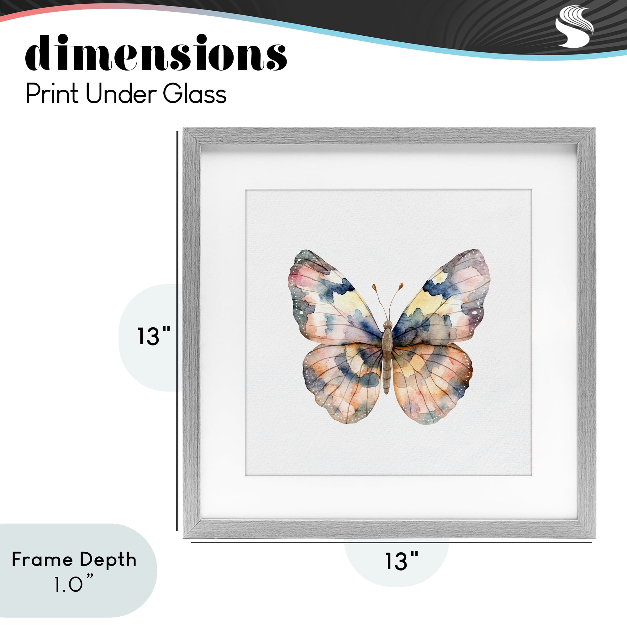 Stupell Industries Traditional Watercolor Butterfly Gray Framed Print Under Glass, design by Kim Allen