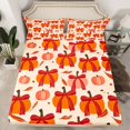 thumbnail image 2 of Manfei Red Bow Ribbon Full Size Sheets,Autumn Fall Pumpkin Bed Sheets,Hello Fall Leaves Sheet Sets For Child,Ultra Soft Home Decor,4-Piece, 2 of 7
