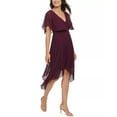 thumbnail image 4 of kensie Robes Femmes Bordeaux Manches Courtes Col en V Midi Robe Fourreau 4, 4 of 5
