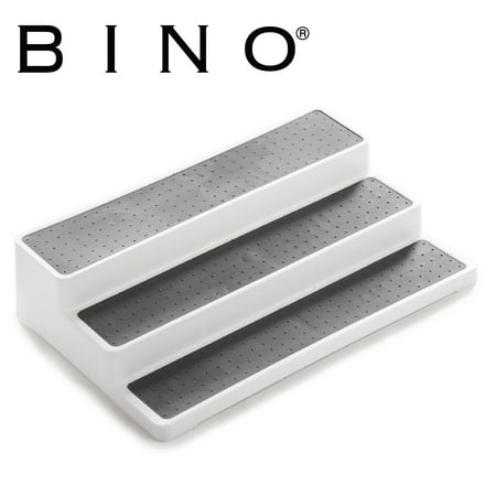 BINO 3-Tiered Pantry Cabinet Spice Rack, White – Countertop Plastic Storage Organizer for Kitchen, Refrigerator, Freezer and Pantry (Best Way To Organize Kitchen Pantry)