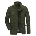 thumbnail image 5 of IROINNID Men's Long Sleeve Parka Mid-Length Hooded Jacket Solid Color Loose Tooling Warm Thick Closure Button Coat, 5 of 5