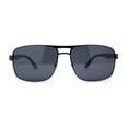 thumbnail image 1 of Mens Color Mirror Classic Rectangular Metal Rim Officer Sunglasses Gunmetal Black, 1 of 4