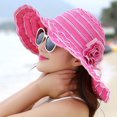 thumbnail image 1 of Sombrero de paja para mujer, de ala ancha, plegable, enrollable, para playa, para verano, 1 of 8