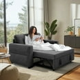 thumbnail image 6 of CHITOOMA 60'' Linen Pull Out Sofa Bed Convertible Sleeper Couch with Charging Port, Upholstered Sectional Sofa with 2 Pillows, Reclining Sofas for Living Room, Gray, 6 of 11