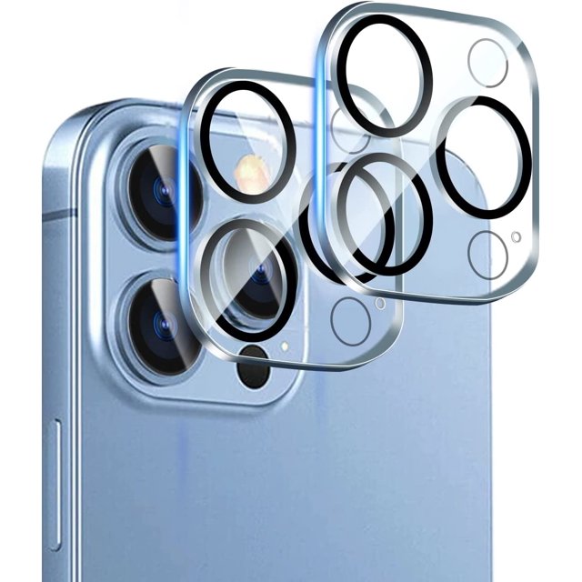Protecteur d'Objectif de Caméra 2 Pack Compatible avec iPhone 13 Pro 6.1 inch / iPhone 13 Pro Max 6,7 Pouces, HD Verre Trempé Protecteur d'Écran de l'Objectif de la Caméra 9H Dureté, Résistant aux Rayures, Installation Facile, Clair
