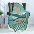thumbnail image 4 of Airport Soft Flannel Fleece Throw Blanket, Abstract Vintage of Bon Voyage Text and Retro Plane on Globe, Cozy Plush for Indoor and Outdoor Use, 50" x 60", Ivory Cadet Blue, by Ambesonne, 4 of 5