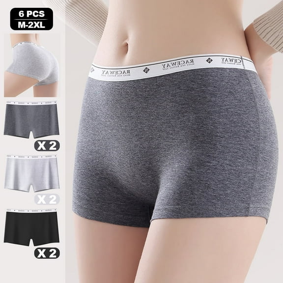 Women's Underwear Cotton Boyshort Panties Full Coverage Boxer Shorts Briefs Cheeky Panty 6PCS