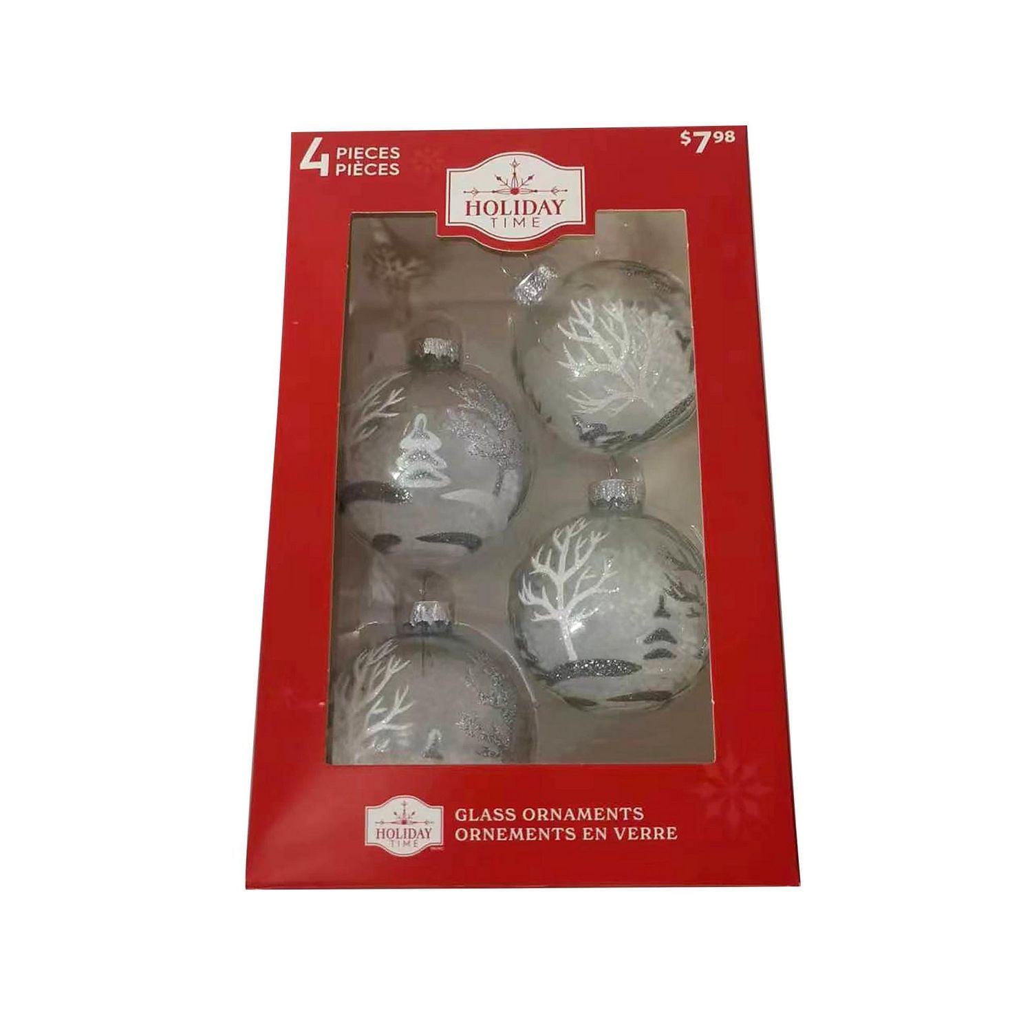 HOLIDAY TIME 65MM * 4CT TREE GLASS ORNAMENT