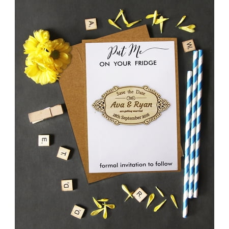 Custom Engraved Wooden Magnet Personalized Gift 30 Rustic Wedding Save the Date Wooden Magnet