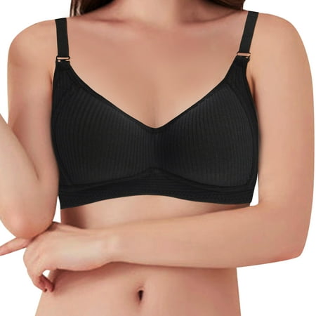 

ertutuyi women simple stripe adjustable shoulder strap underwire underwear bra black 38
