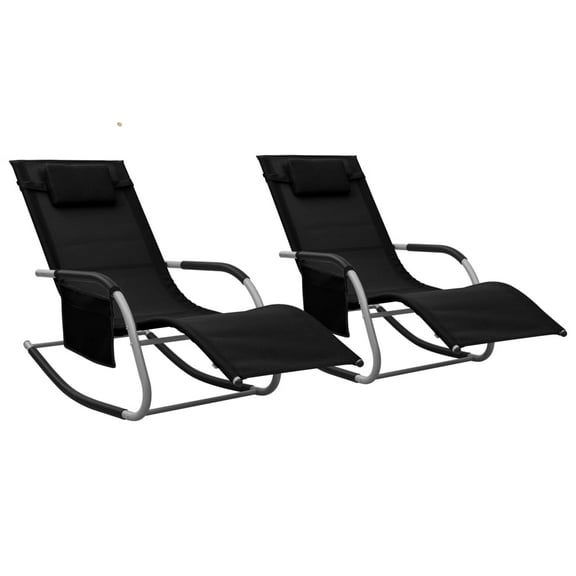 vidaXL Patio Lounge Chair Porch Chair with Pillow Rocking Sunlounger Textilene