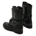 thumbnail image 3 of YDN Women Fashion Combat Boots Closed Round Toe Zippers Flats Lace Up Mid Calf Booties Working Outfit Party Shoes Size 10.5 Black, 3 of 4