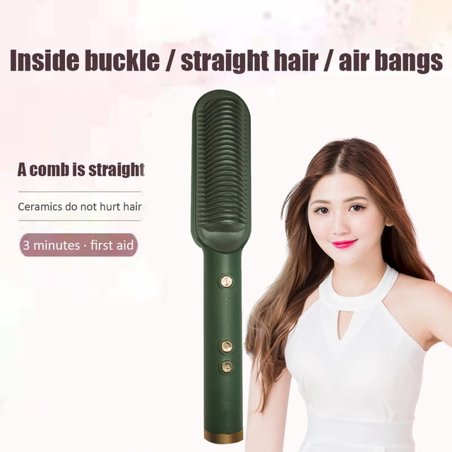 Peine de aire caliente que ajusta el cabello rizado rizado secador flequillo férula (verde de la UE) Likrtyny cuidado belleza