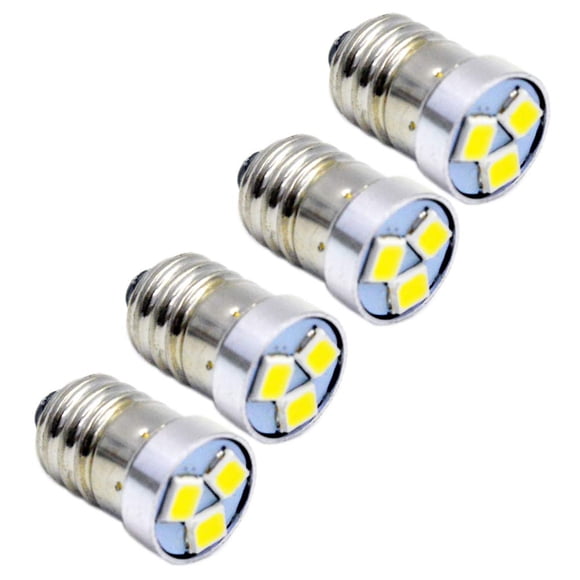 Ruiandsion 4pcs 3V 6V 12V E10 LED Bulb 3030 3SMD White LED Replacement Bulb Upgrade for Flashlights Torch Light,Negative Earth (6V)