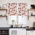 thumbnail image 2 of 2 Panels Kitchen Tier Curtains 39 Inch Length, Strawberry Grommets Window Treatment Curtain, Tropical Summer Red Fruit Cherry Blossoms Thermal Curtains Drapes for Living Room/Bathroom, 2 of 9