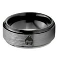 thumbnail image 2 of Tungsten Cool Guy Nerd Glasses Geek Hair Game Band Ring 8mm Men Women Comfort Fit Black Step Bevel Edge Brushed Gray Polished, 2 of 4