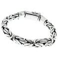thumbnail image 4 of 12mm Mens Oval Byzantine Bali Handmade Chain 925 Sterling Silver Bracelet, 8-10", 4 of 5