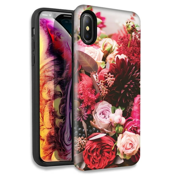 Mundaze Colorful Flowers Double Layer Hybrid Case Cover For Apple iPhone XR