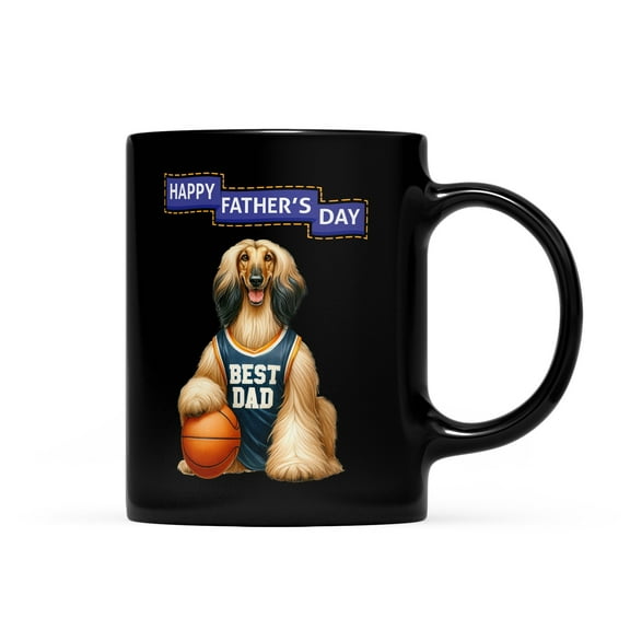 Happy Father's Day Afghan Hound Playing Basketball with Best Dad Jersey Mug Dog Lover Coffee Tea Cup - 13006