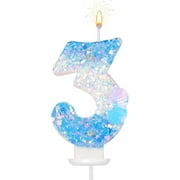 Beach Theme Mermaid Glitter Shell Number Candle for Birthday Wedding (3)