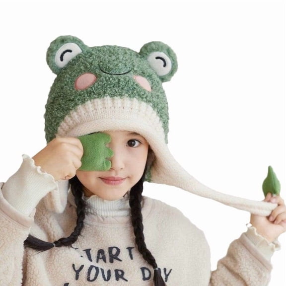 Knit Hats Winter Fleece Lining Skiing Winter Caps for 2-10 Years Boys Girls Cute Animal Character with Warm Ear Flap