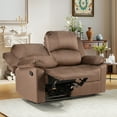 thumbnail image 3 of Bonzy Home Manual Loveseat Recliner Sofa — Soft 2-Seat Reclining Couch with Overstuffed Arms & Back, Brown, 3 of 7