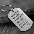 thumbnail image 3 of Call Your Grandma Grandpa Mom Dad Keychain Ornaments Engraved Keychains Be Safe Funny Gift Silver Unique Charm Pendant, 3 of 13